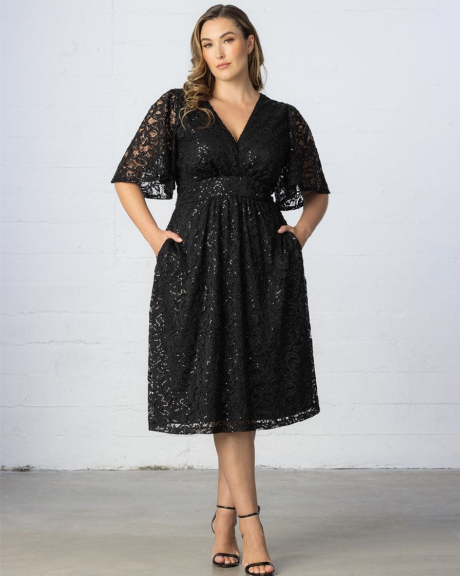 Plus Size Kjoler TP Kjoler | Plus Size Cocktailkjole Med Pailletter Og Lommer