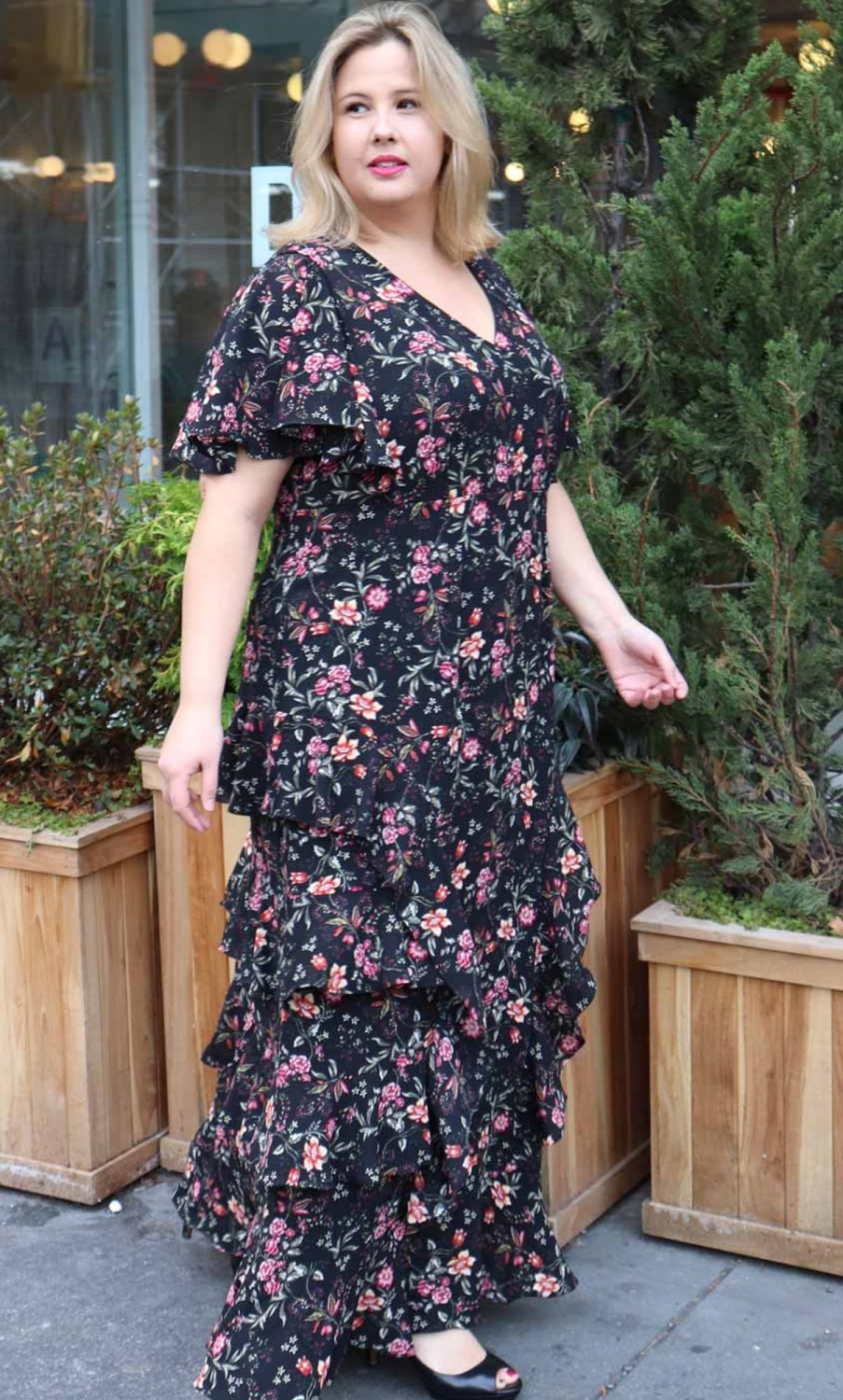 Plus Size Kjoler TP Kjoler | Blomsterprintet Plus Size Kjole