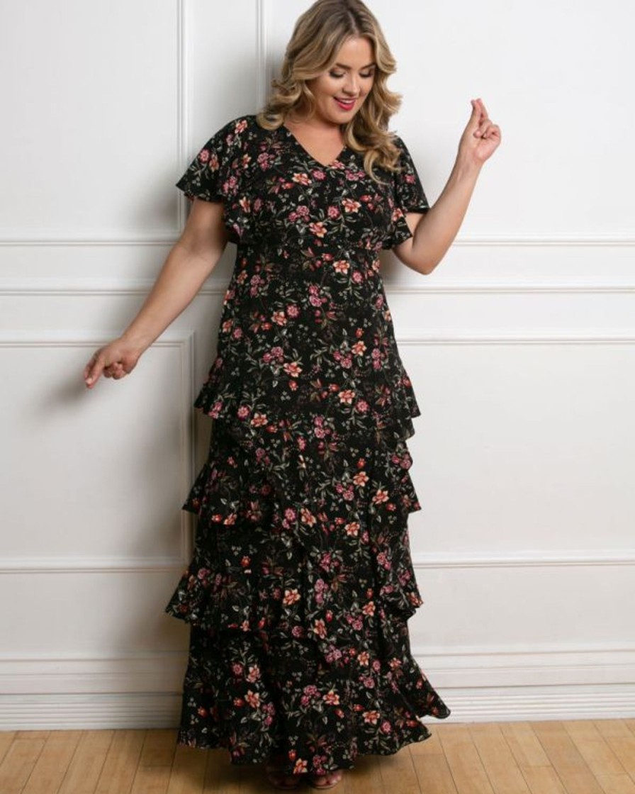 Plus Size Kjoler TP Kjoler | Blomsterprintet Plus Size Kjole