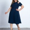 Plus Size Kjoler TP Kjoler | Navybla Kort Plus Size Kjole