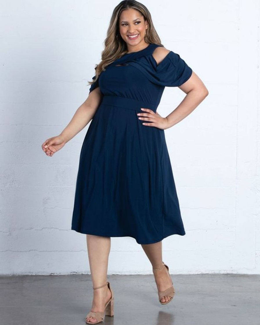 Plus Size Kjoler TP Kjoler | Navybla Kort Plus Size Kjole