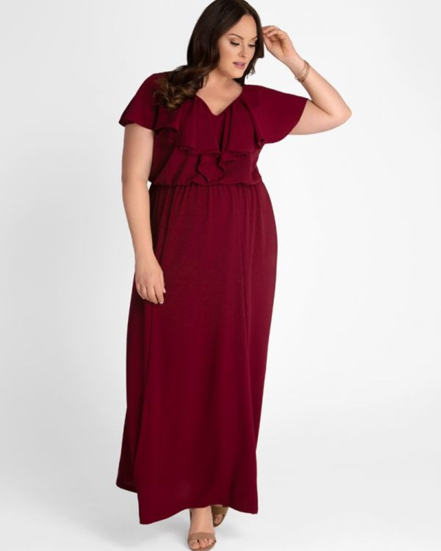 Plus Size Kjoler TP Kjoler | Willow Vinrod Lang Plus Size Festkjole