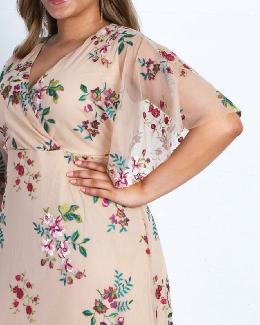 Plus Size Kjoler TP Kjoler | Blush Embroderied Plus Szie Kjole